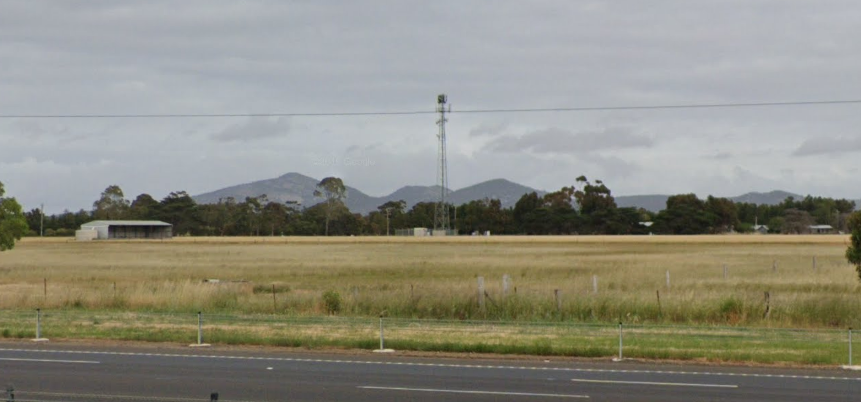 View from the Princes Fwy at Little River looking to the You Yangs. A second tower has been approved.